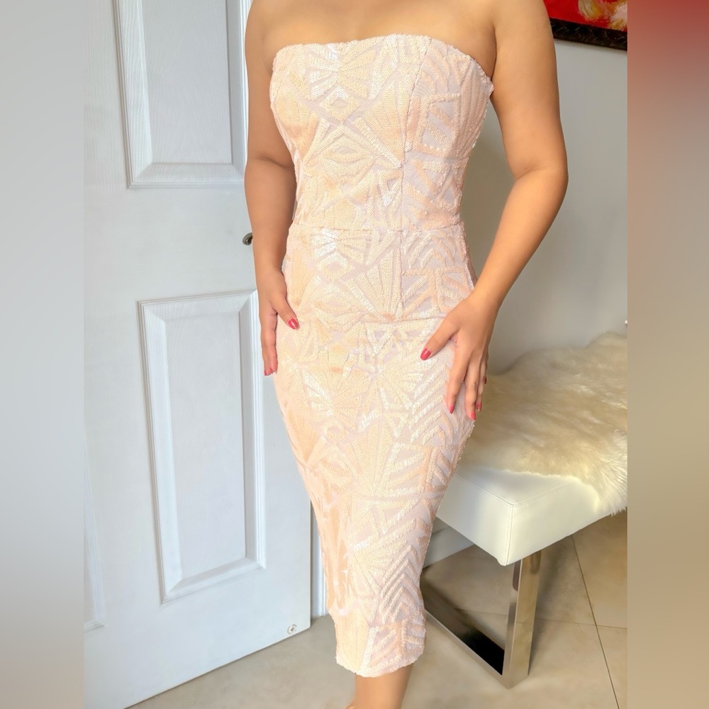 Dress the Population Strapless Sequins Dress